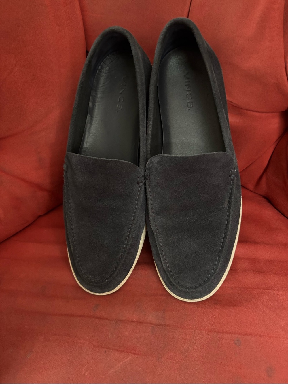 Vince Black Suede Slip-On Loafers